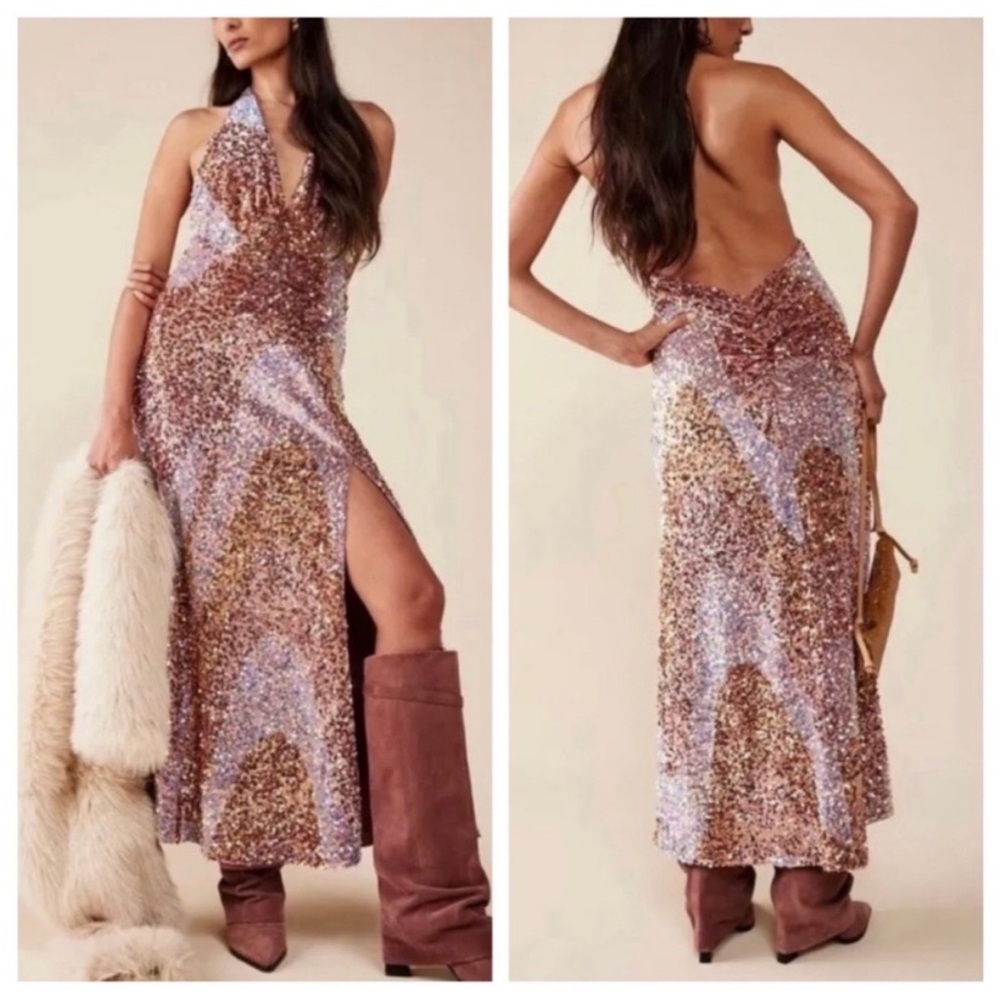Free People Glitter & Gold Sequin Dress